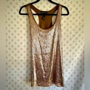 INC. International Concepts Rose Gold Sequin Racerback Tank Top - sz M